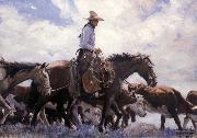 W.H.D. Koerner The Stood There Watching Him Move Across the Range,Leading His Pack Horse France oil painting artist